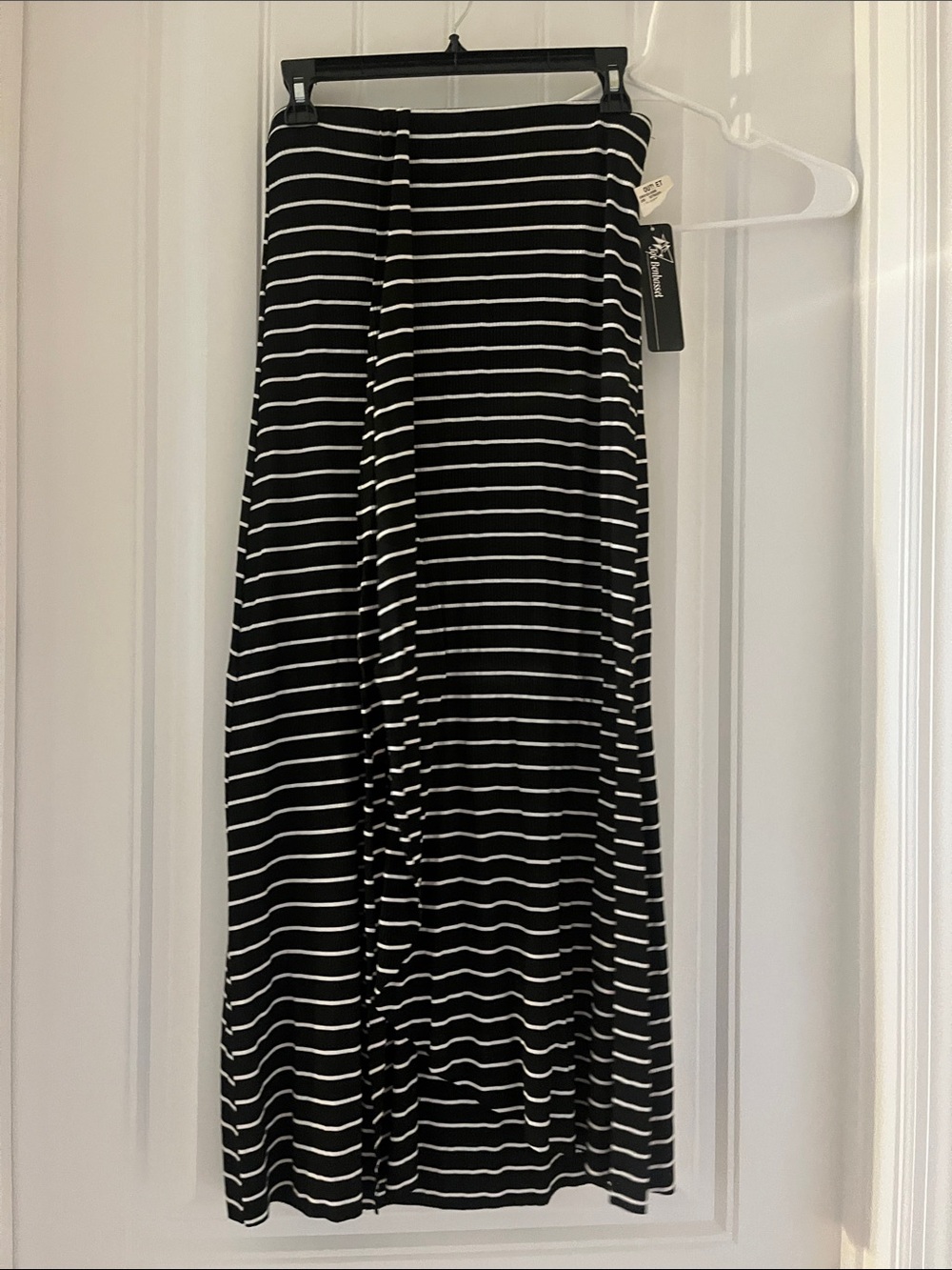 Joe Benbasset Black and White Striped Maxi Skirt